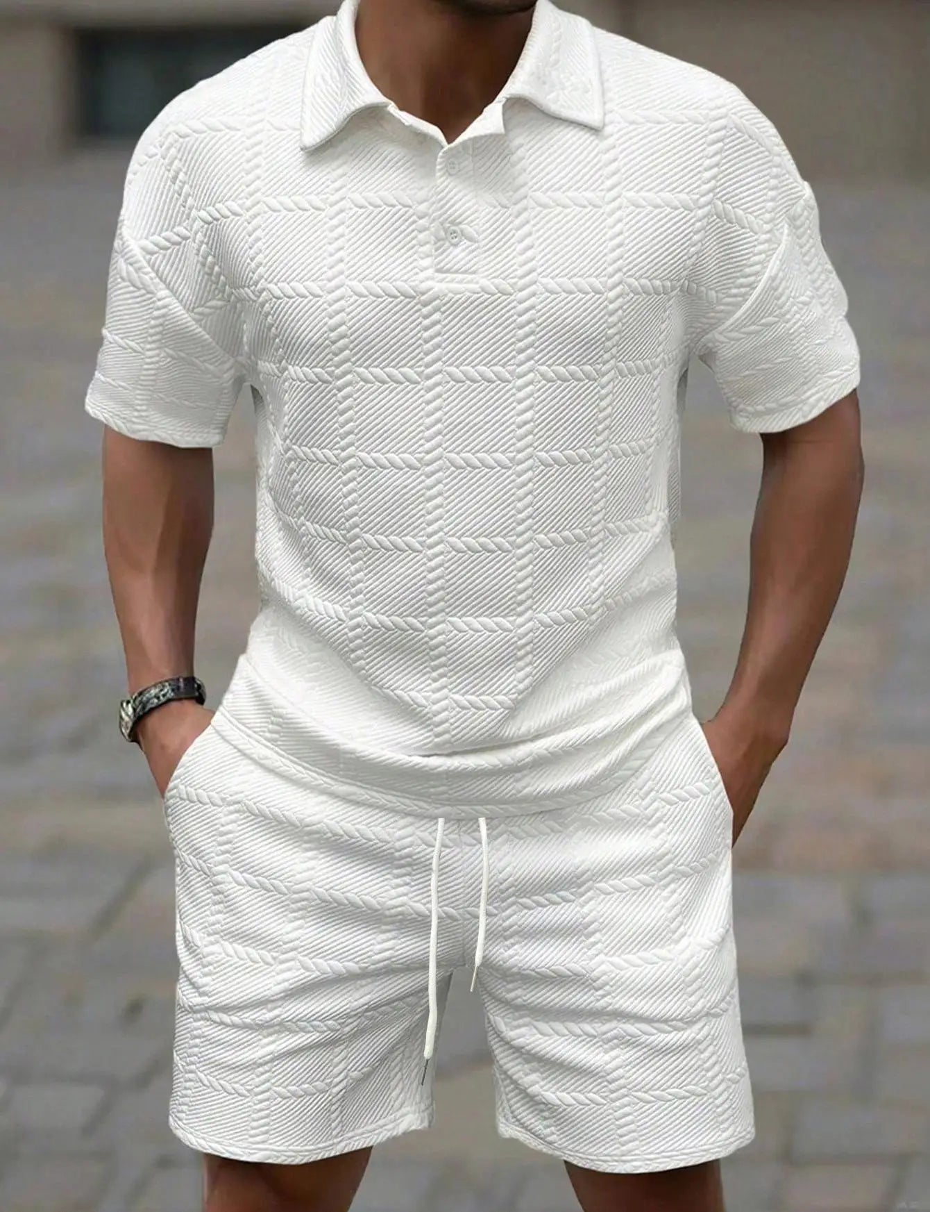 Men's Plaid Polo Set
