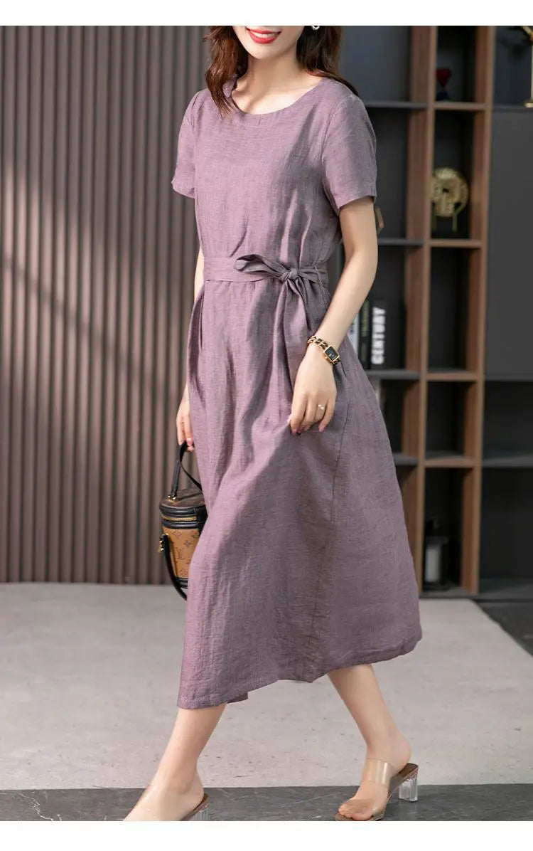 Cotton Linen A-Line Dress