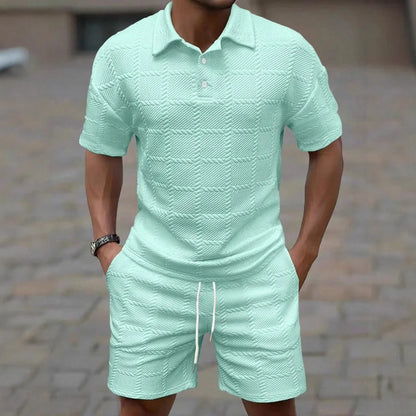 Men's Plaid Polo Set