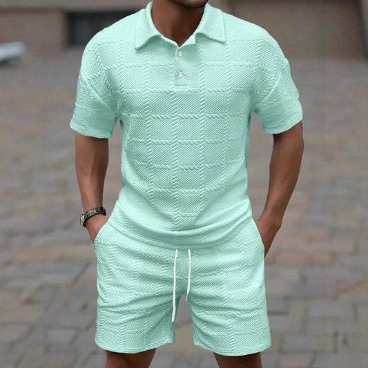 Men's Plaid Polo Set