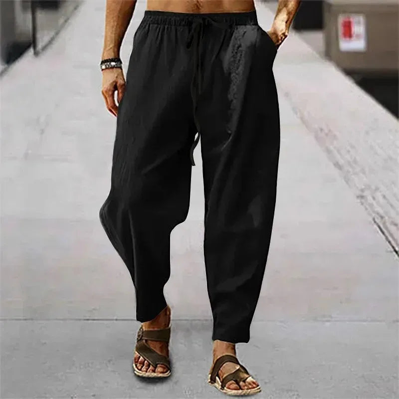Men's Linen Wide-Leg Pants