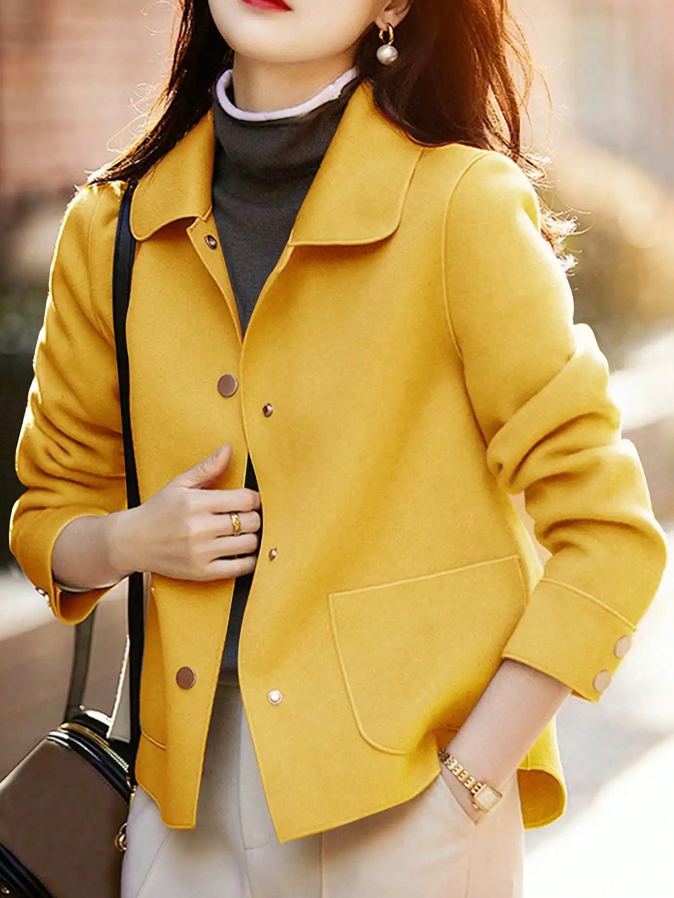 Women's Wool Button Coat