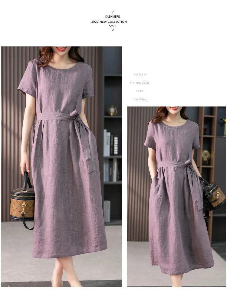 Cotton Linen A-Line Dress