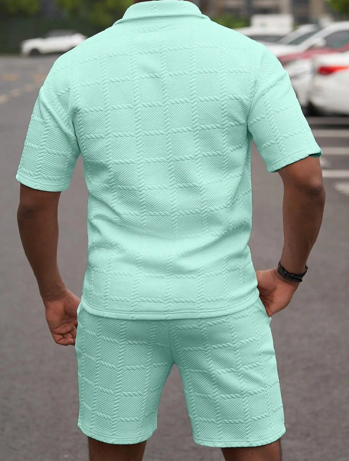 Men's Plaid Polo Set