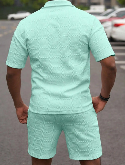 Men's Plaid Polo Set