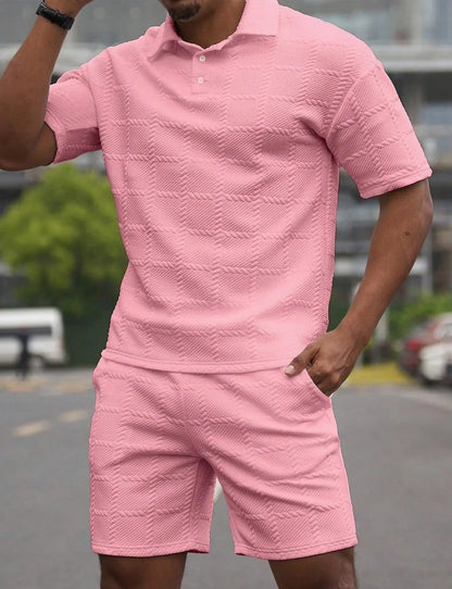 Men's Plaid Polo Set