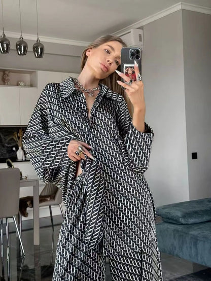 Women's Printed Wide-Leg Set