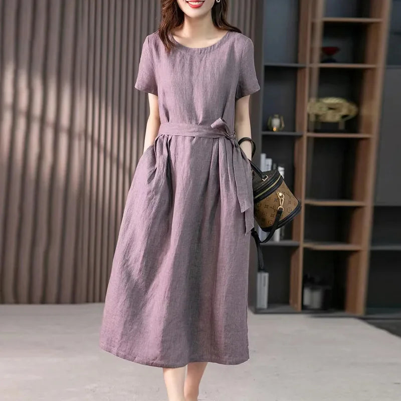 Cotton Linen A-Line Dress