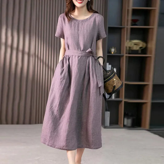 Cotton Linen A-Line Dress