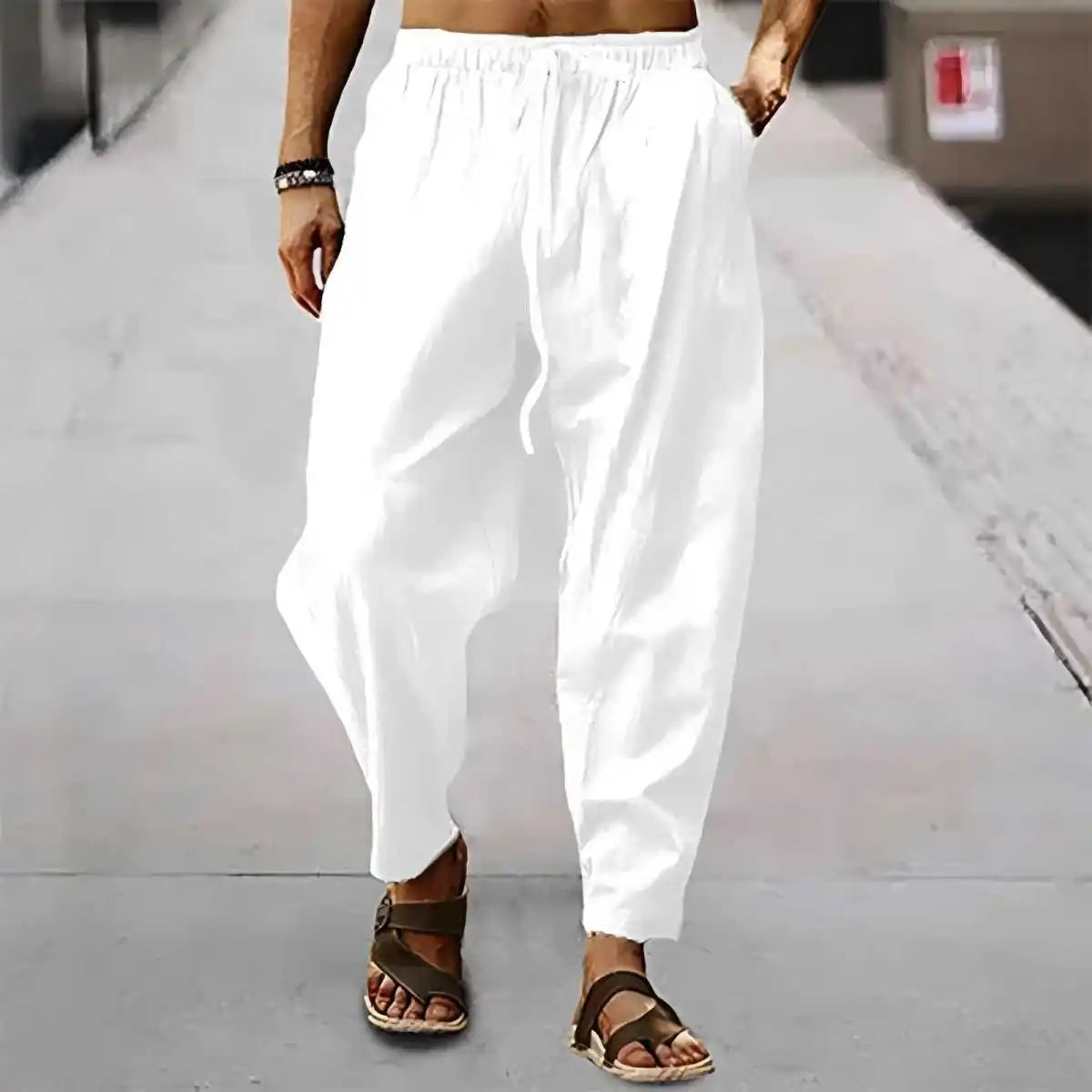 Men's Linen Wide-Leg Pants