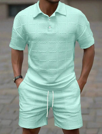 Men's Plaid Polo Set