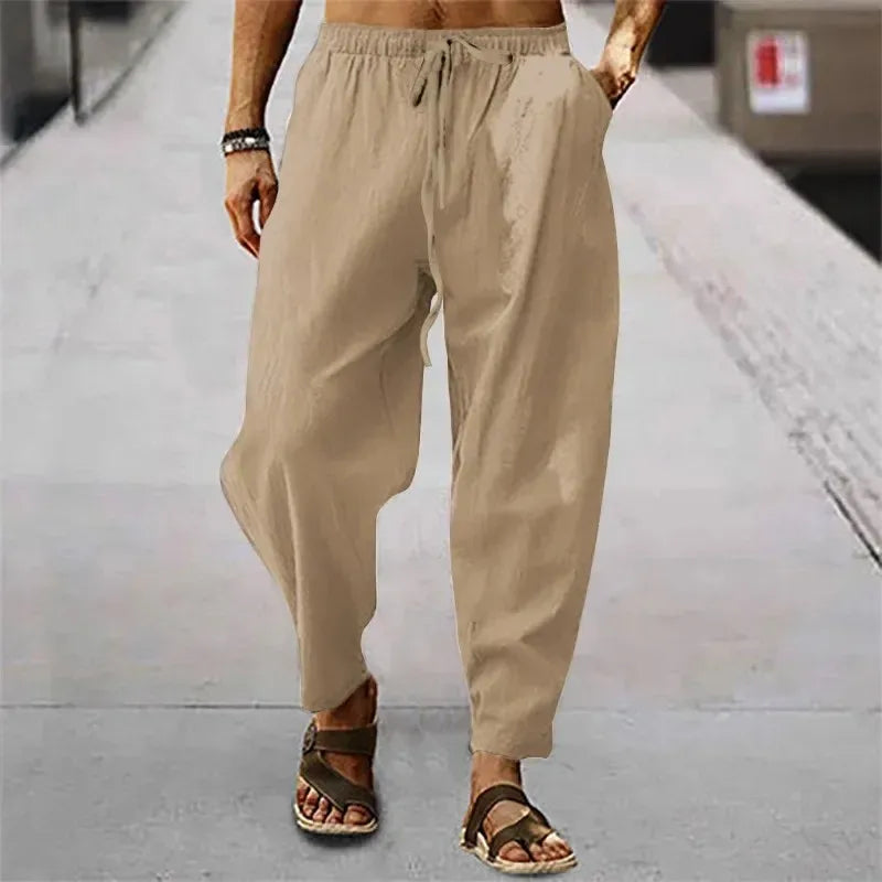 Men's Linen Wide-Leg Pants