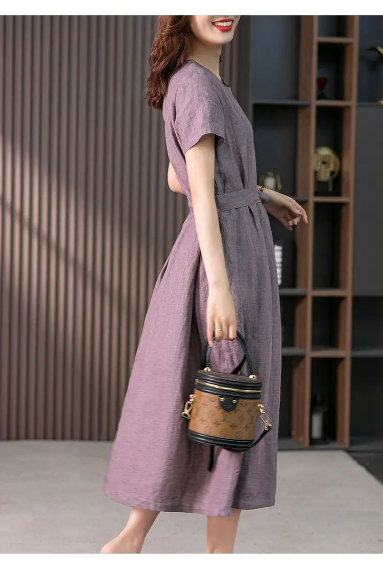 Cotton Linen A-Line Dress