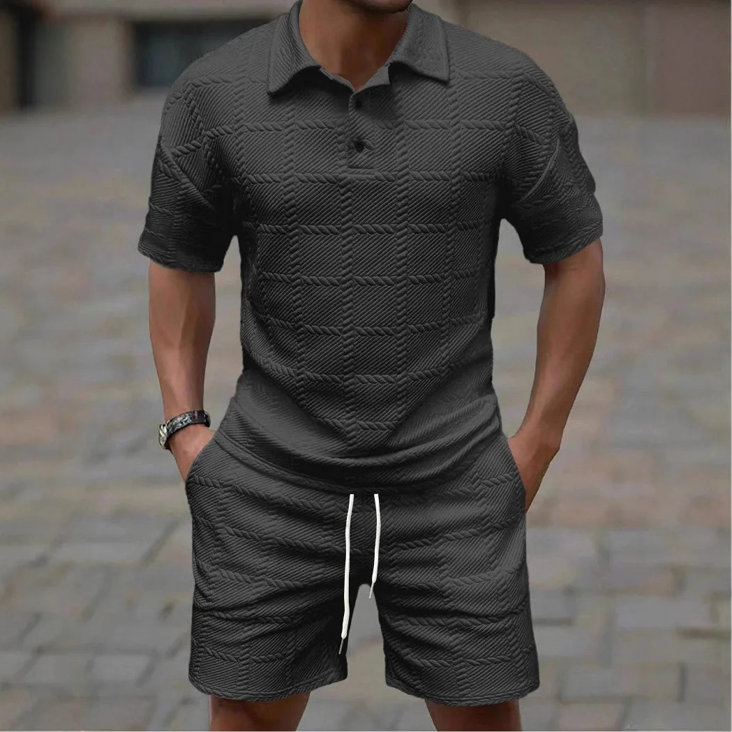 Men's Plaid Polo Set