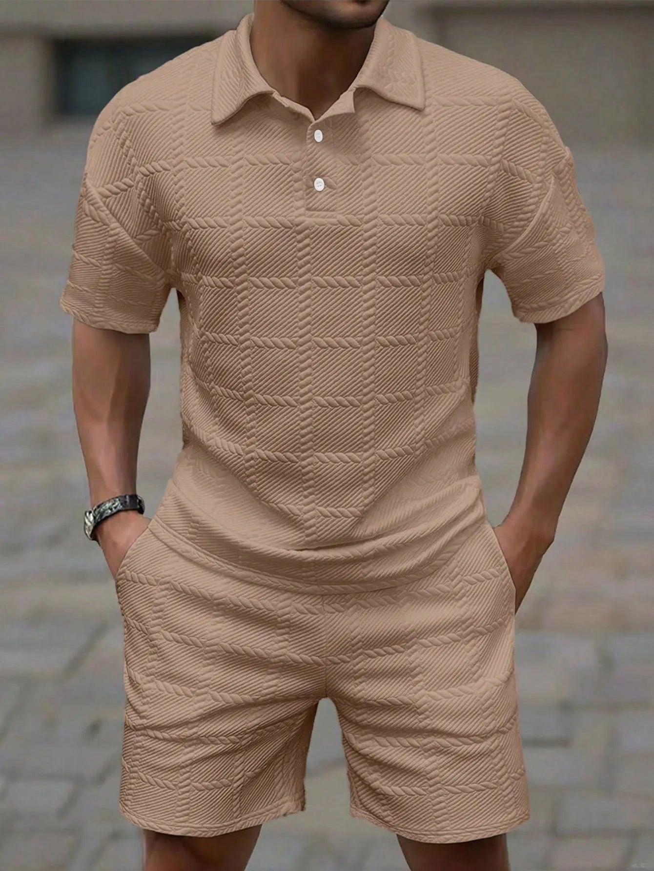 Men's Plaid Polo Set
