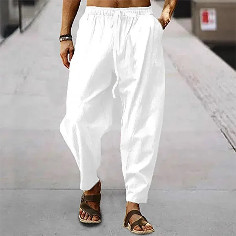 Men's Linen Wide-Leg Pants