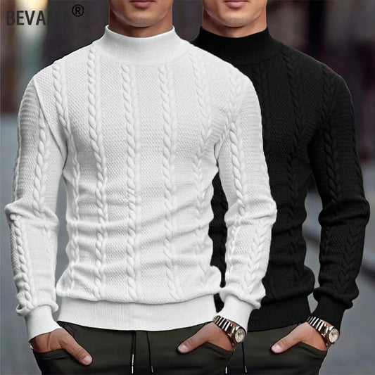 Men's Ribbed High-Neck Sweater