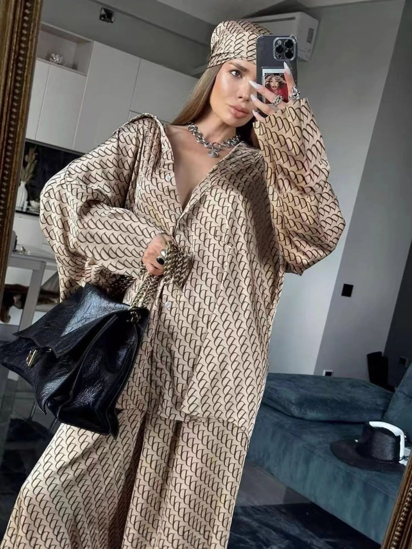 Women's Printed Wide-Leg Set
