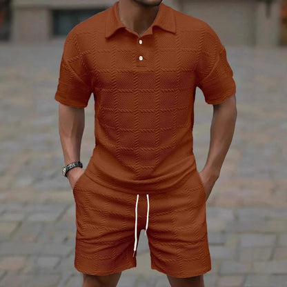 Men's Plaid Polo Set